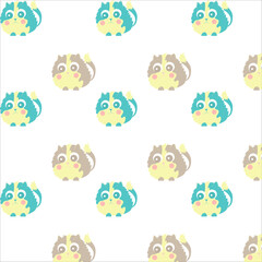 Obraz premium Seamless pattern with cute cartoon cats with big eyes. Vector graphics.