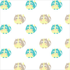 Seamless pattern with cute cartoon cats with big eyes. Vector graphics.
