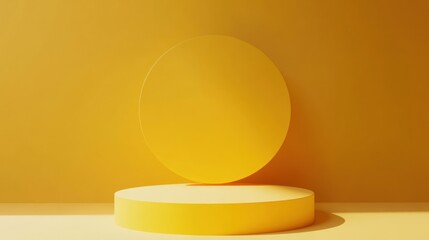 Yellow geometric pedestal display mockup