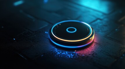 AI assistant button, glowing softly with an intelligent touch interface. --ar 16:9 --v 6.1 Job ID: