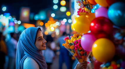 Naklejka premium Time-Lapse of Eid Market Shopping