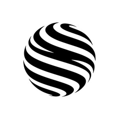 Abstract Black & White Sphere Logo, Futuristic Design