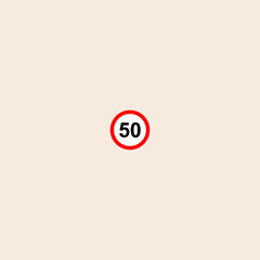Speed Limit 50 Road sign icon flat vector design. 