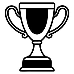 Minimalist Trophy Cup Vector Art Black Silhouette Isolated on Clear Background PNG