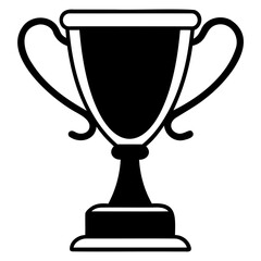 Minimalist Trophy Cup Vector Art Black Silhouette Isolated on Clear Background PNG