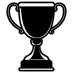 High-Quality Black Trophy Cup Silhouette Vector on Transparent Background Design for Easy Use