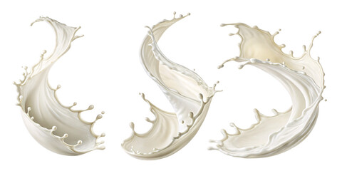 Fototapeta premium Dynamic Milk Splash Isolated on Transparent Background