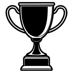 Classic Trophy Cup Vector Silhouette Black Illustration Isolated on Transparent Background