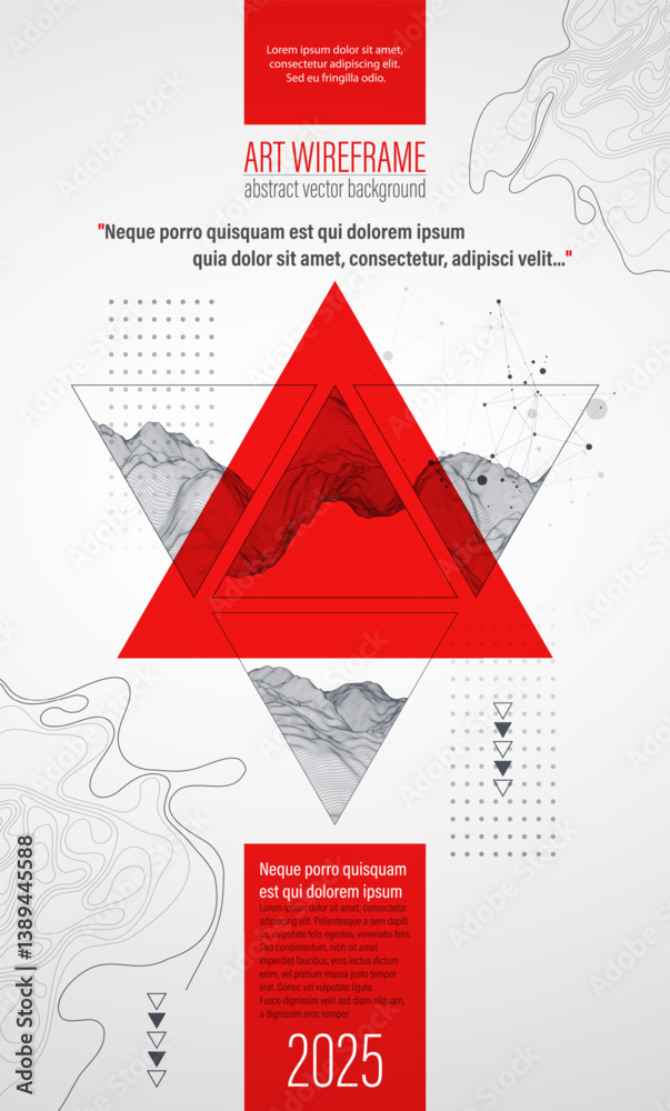 Aufkleber wireframe design for posters. page layout. art background. scientific cover template for presentatio