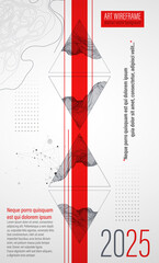 Wireframe design for posters. Page layout. ART background. Scientific cover template for presentations.