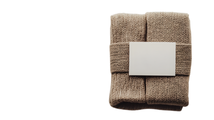 High Angle View of Neatly Folded Socks with a Blank Label - Organized Apparel Concept