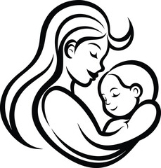 mother and baby icon vector design
