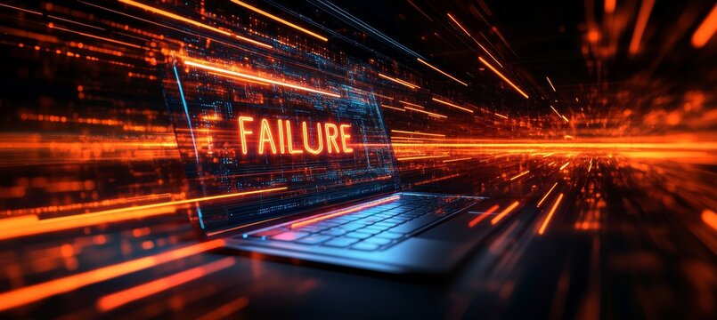 Data Failure Screen With Binary Code On Trackpad, Cyber Crime, And Technology Failure Illustration