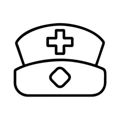 Fototapeta premium Nurse's Cap Icon Outline Representing Healthcare Profession 