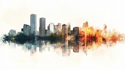 Obraz premium Abstract Double Exposure Cityscape with Artistic Flair and Reflection