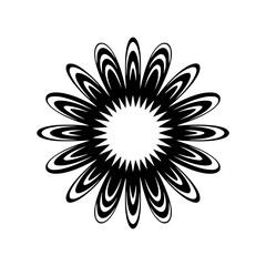 Geometric Daisy: Monochrome Floral Design on Gray Background