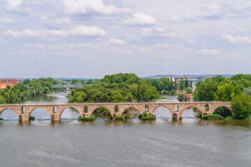 Fototapeta premium Zamora bridge Spain Castile and Lyon Puente de Piedra over Douro River