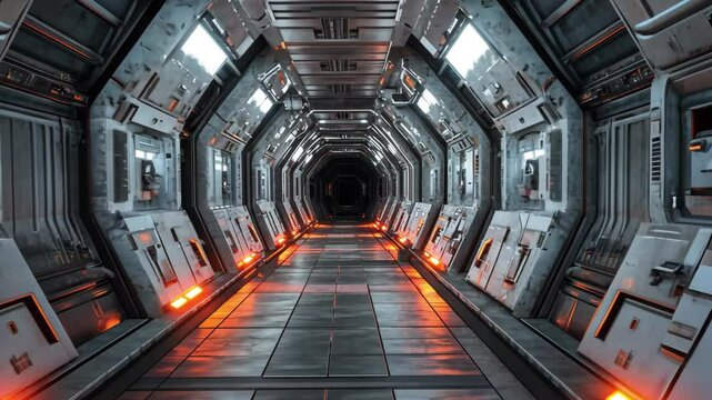 Exploring the dark, futuristic tunnel of an abandoned underwater city within a dystopian realm, City tunnel dystopia scifi abstract 3d abstract seamless