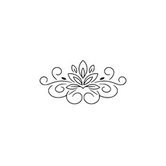 Minimalist Floral Swirl Ornament Design on White Background