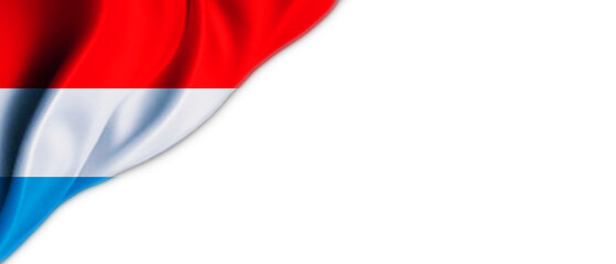 White background with Luxembourg flag on the top left
