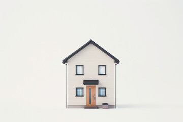 Minimal Living: Simple House Illustration on Pure White Background