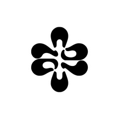 Modern Geometric Flower Symbol, Minimalist Black on White Vector
