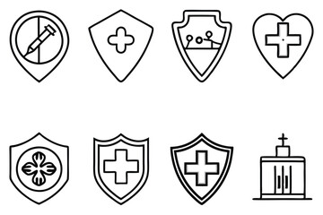 Hospital Line Art Illustration Creative Design for Medical Artwork  