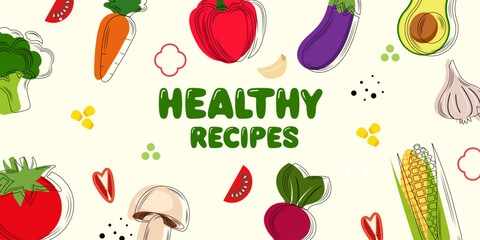 Fototapeta premium banner for Healthy eating, nutrition, cooking, breakfast menu, fresh food, dessert, diet, pastry, cuisine. 