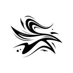 Abstract Black Swirls on White: Modern Graphic Element