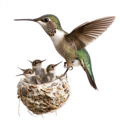 Fototapeta premium Hummingbird Nesting Moment on transparent background