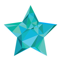 Geometric Turquoise Star with Low-Poly Design Theme