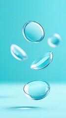 Contact lenses floating in clean studio-style setting