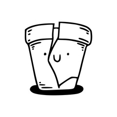 funny broken pot character line art
