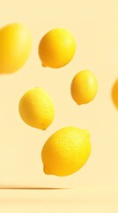 Lemons floating elegantly in a soft background scene