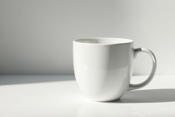 Obraz premium Large ceramic mug, slight shadow, pristine white, hot beverage, design, large