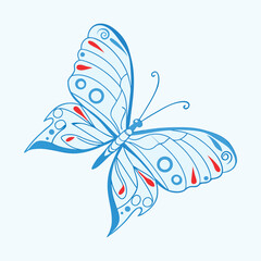 PrintElegant Blue Butterfly Silhouette Vector Design