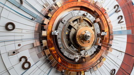 Obraz premium Abstract Timepiece Design: A Fusion of Art and Mechanics in Circular Harmony