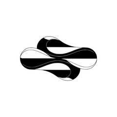 Abstract Ribbon Shape in Grayscale, Minimalist Design Element