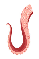 Octopus tentacles or sea squid icon. Spooky marine monster arm on white background. Vector cartoon underwater animal