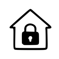 Obraz premium Home Security Doodle Icon