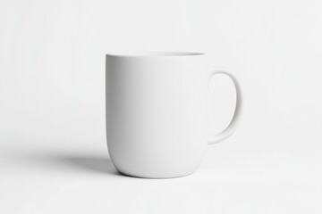 Obraz premium Minimalistic design showcases smooth curves of white mug on neut