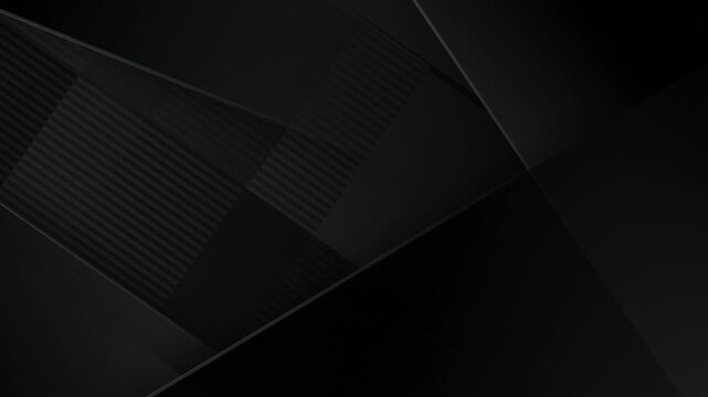 4k Dark black grey elegant business card animated backdrop. Polygonal modern checkered male 3d pattern. Wallpaper with diagonal lines shapes. Gradient background. Animation Seamless Loopable Design BG