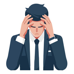 vector of a businessman stressed at work