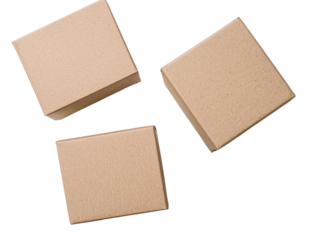 Creative action with cardboard box on cutout background studio environment product photography unique perspective