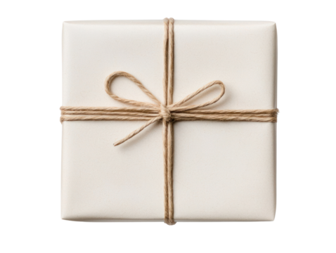 Creative action with a cardboard box gift on a cutout background for festive celebrations