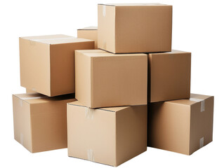 Fototapeta premium Shipping action with cardboard boxes on cutout background studio environment close-up view for creative projects