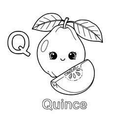 Drawing Quince illustration with Letter for coloring book kids