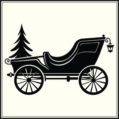 Fototapeta premium Sleigh Silhouette, Decoration