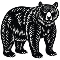Wild bear vector illustration, a silhouette of a big mammal