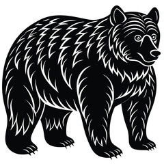Wild bear vector illustration, a silhouette of a big mammal